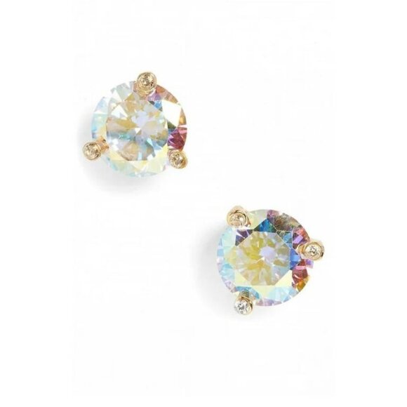 Kate Spade Gold Iridescent Clear Rise and Shine Crystal Stud Earrings Multicolor - Picture 1 of 4
